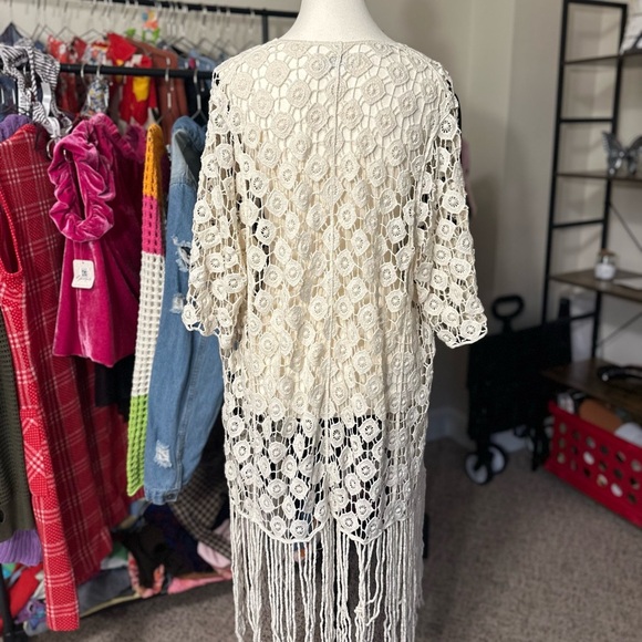 Rebellion Again Sweaters - Rebellion Again Cream Boho Crochet Cardigan